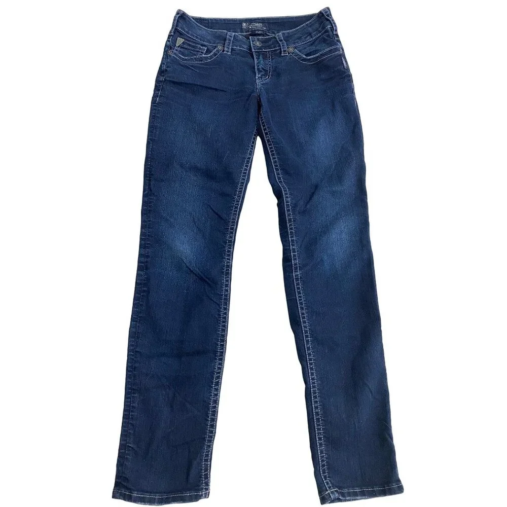 Silver Jeans Suki Mid Pencil Skinny Jeans 28/31 Med Dark Wash - Picture 2 of 12